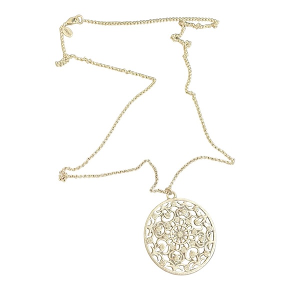 American Eagle Outfitters Silver Tone Rhinestone Circle Pendant Necklace - Picture 3 of 3